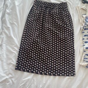 J Crew Floral Black Midi  Skirt